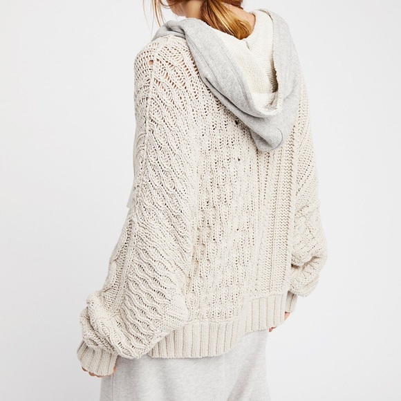 Free People Tierra Cable Knit Hoodie 